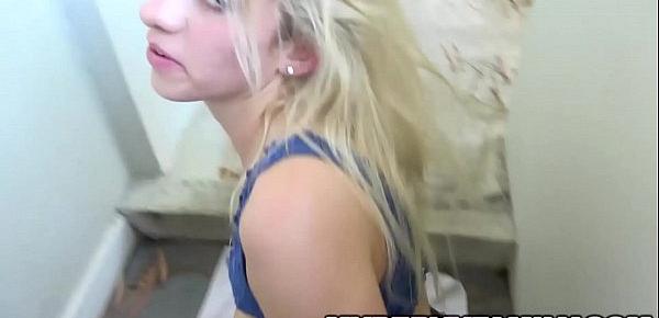  Blonde Teen Khloe Gets Dicks Down on Top of Washer by Brother!